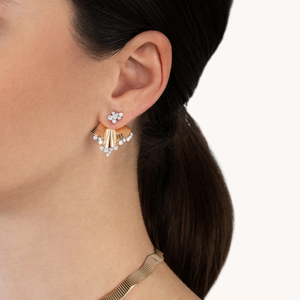 Elegant Rose Gold Geometric Diamond <b>Stud</b> <b>Earrings</b> for Women Luxury Everyday Wear Fine Jewelry - Product Image 3