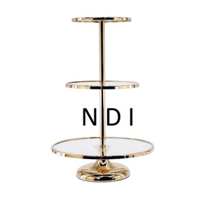 <b>3</b> <b>Tier</b> Top Trending Aluminium Metal Rounded <b>Cake</b> <b>Stand</b> Standard Size Multilevel Cup <b>Cake</b> Server <b>Stand</b> For Luxury Christmas Party - Product Image 1
