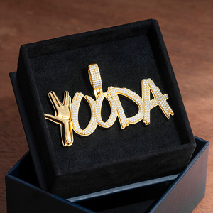 Colgante Personalizado con Iniciales para Hombre, Chapado en Oro, Estilo Hip Hop, con Diamantes de Imitación CZ - Product Image 1