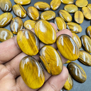 Piedra preciosa de ojo de tigre suelta de alta calidad, cabujón de forma ovalada Lisa amarilla Natural de 20x30mm para la fabricación de joyas, gemas al por mayor - Product Image 1