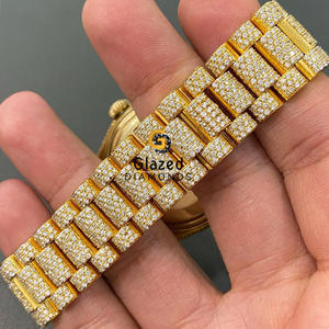 Shiny VVs Clarity Round Brilliant Cut Diamond Iced Out Pretty Reloj de moissanita de acero inoxidable para hombres - Product Image 4