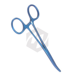 Instrumento quirúrgico de acero inoxidable de alta calidad de 5,5 \ ", pinzas hemostáticas curvadas azules, abrazaderas de bloqueo Manual, médico duradero - Product Image 2