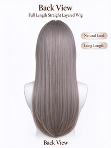 Ash Brown Long Straight <b>Wig</b> High Layered Smooth Fiber Natural Volume Daily Wear Hairpiece - Product Image 5
