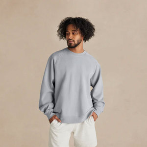 High Quality Custom Embossed Logo Thick Plus Size <b>Men</b> Clothing <b>Grey</b> Loose Fit <b>Sweatshirts</b> - Product Image 1