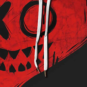Sudadera con Capucha Roja y Negra para Hombre con Estampado de Calavera, Estilo Urbano, Corte Regular, Tejido de Poliéster, Cierre de Cremallera, Ropa Casual de Otoño - Product Image 5