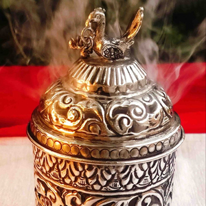 ผู้ถือธูปเงินเยอรมัน Burner Loban ถ้วยผู้ถือ Loban Dhoop กล่องโคมไฟสวดมนต์สําหรับของขวัญกลับวัด - Product Image 1