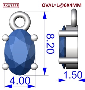 จี้เงินแท้ประดับพลอยอะความารีนทรงรี 8 มม. ชุบโรเดียม พร้อมใบรับรอง IGI ของขวัญสำหรับเธอ - Product Image 5