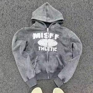 Fabricant de vêtements personnalisés brodés à l'acide lavage thermique appliqué en détresse broderie Patch Hoodies Sun Faded Hoodie - Product Image 1