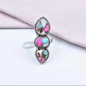 Anillo ajustable hecho a mano de algodón caramelo Dahlia de plata esterlina para mujer con diseño floral único - Product Image 1