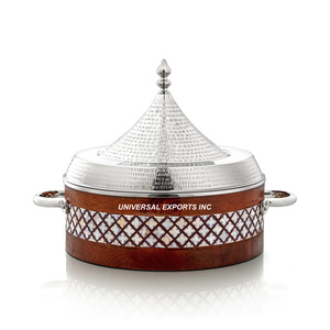 Qualité supérieure Fait à la main Designer Casserole Vaisselle Arabe Chauffe-plats en bois Style classique pour Hotpot Réchauffer les aliments Métal - Product Image 2