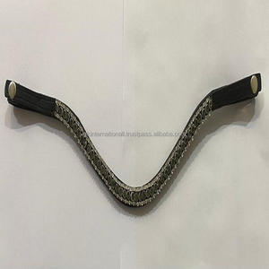 Bande de front de cheval en cuir Bling en cristal de qualité supérieure faite sur du cuir véritable bande de front de cuir de cheval de cristal de 3 rangées toutes les tailles - Product Image 5