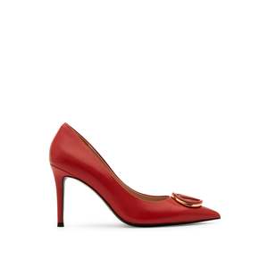 รองเท้าส้นเข็มแบบสวม V Logo D'Orsay สีแดง หัวปิด น้ำหนักเบา ผลิตในอิตาลี - Product Image 1