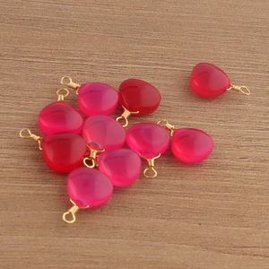 Holesale-Colgante de Calcedonia en forma de corazón para joyería, Conector de Latón chapado en oro para joyería artesanal - Product Image 1