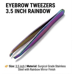 Pinzas Profesionales para Cejas de 3.5 Pulgadas, Pinzas de Acero Inoxidable Color Arcoíris, Herramienta de Depilación de Precisión - Product Image 6