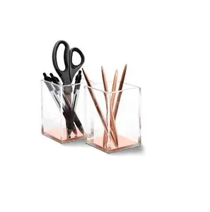 Modern design acrylic pen holder for 2 boxes pen and pencil holder acrylic box for customized size and sale
