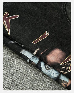 Fabricantes de logotipo personalizado serigrafiado gráfico peso pesado 100% algodón camiseta cuello redondo de gran tamaño suelta camiseta para hombres - Product Image 5