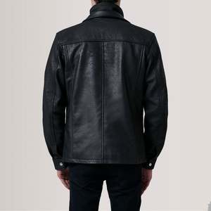Chaqueta de Cuero Genuino de Oveja Clásica Negra Sean con Cremallera, Estilo Casual de Motero, Bordado Técnico para Otoño, Talla XS - Product Image 5