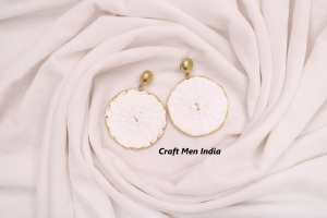 ต่างหูหมุดโลหะรูปทรงพัดสไตล์โบฮีเมียนต่างหูแฟชั่นลายเรขาคณิตสีมุก - Product Image 3