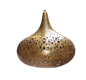 Linterna colgante marroquí de calidad Superior, lámpara de decoración de boda para interiores y exteriores de Metal dorado grande, uso doméstico de calidad - Product Image 1