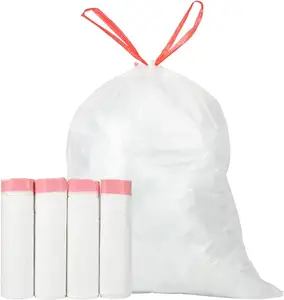 Sacs en plastique avec sac à bande de tirage sur des sacs à ordures en rouleau disponibles pour l'exportation avec le fournisseur T & T du Vietnam