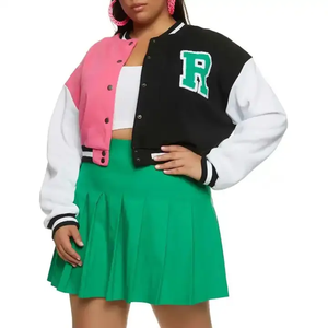 Tela de lana Crop Último diseño Mujeres Premium Cosido Varsity Jacket Cantidad a granel Ligero Cálido Letterman Chaquetas de invierno - Product Image 2