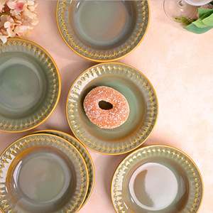 Modern Chic Embossed <b>Ceramic</b> Pasta <b>Plates</b> Set 6 Durable 7.5 Inch Dinner <b>Plates</b> for Parties Customizable Pattern 50pcs for Hotels - Product Image 2
