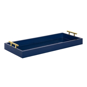 Juego de bandejas de madera más vendido en color azul marino profundo con forma rectangular y diseño elegante perfecto para una exhibición elegante en el hogar - Product Image 1