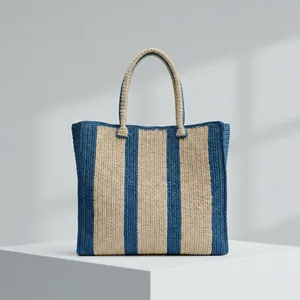 Bolso Tote de Rafia a Rayas para Mujer - 30x30x15cm, Abierto por Arriba, Gran Capacidad para Playa, Viajes y Compras - ANA Madagascar - Product Image 4