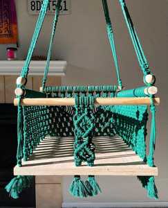 Hamaca de macramé verde, columpio, silla colgante Bohemia para jardín, patio, dormitorio, parque, muebles de exterior, asientos de alivio - Product Image 1