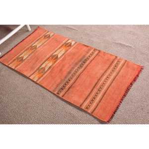 Tapis turc vintage, tapis Kilim 2,1x4,3 pieds, tapis en laine camouflage orange - Product Image 3