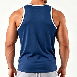 Men tank <b>top</b> Men's Blue Solid Color Breathable O-Neck Knitted Tank <b>Top</b> Casual Sleeveless <b>Vest</b> premium quality men tank <b>top</b> - Product Image 5