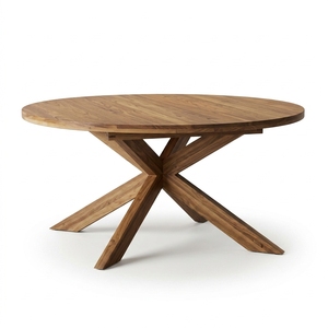new modern minimalist wholesale solid teak wood <b>round</b> dining <b>table</b> spider legs outdoor <b>patio</b> indoor living room furniture setups - Product Image 1
