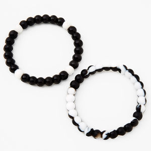 Bracelet en perles de marbre noir et blanc, Bracelet en pierre de marbre de lave, Bracelet en perles de pierres précieuses en marbre blanc - Product Image 2