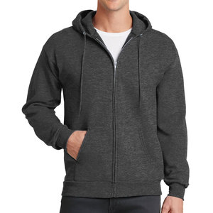 Vente en gros Sweat à capuche unisexe avec fermeture éclair complète Sweat à capuche rouge foncé pour hommes Sweat à capuche zippé doublé thermique - Product Image 4