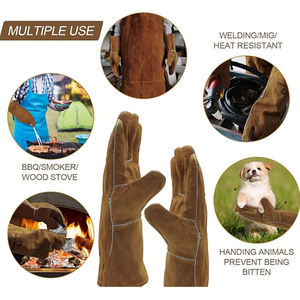 Guantes de Soldadura de Ajuste Cómodo con Forro de Cuero y Lino, Pantalla Táctil, Transpirables, Guantes de Seguridad para Exteriores - Product Image 6