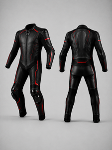 Black <b>Summer</b> Biker Moto Leather <b>Motorcycle</b> Racing Suit <b>Jacket</b> and Trousers Set Breathable Waterproof Protective Riding Gear - Product Image 1