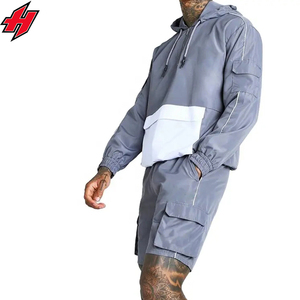 Ensemble coupe-vent de couleur unie imprimé de logo léger et imperméable en nylon de haute qualité pour hommes Offre Spéciale survêtements - Product Image 2