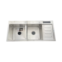 Évier de cuisine double cuve encastré en acier inoxydable 304 de haute qualité, fait main, 820x450x215mm, avec siphon, carré, Vietnam