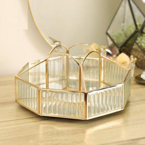 Modern Luxury Gold Framed Flute Glass <b>Tray</b> for Home Makeup Decorative & Storage Organizer <b>Mirror</b> <b>Tray</b> - Product Image 3