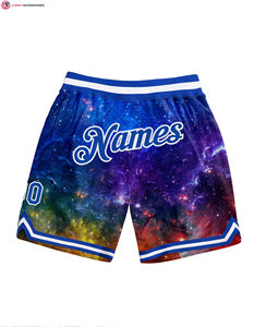 Authentique short de basket-ball 3D blanc royal Design galactique personnalisé fermeture à la taille élastique mi-respirant tricoté broderie décontractée - Product Image 1