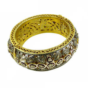 Bracelet jonc en or plaqué diamant filigrané pour femmes de luxe, bijoux haut de gamme - Product Image 2