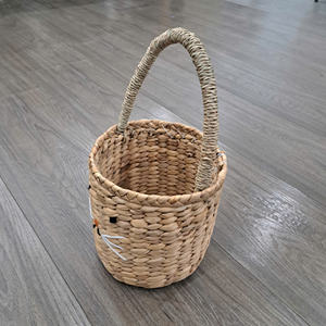 Panier en jacinthe d'eau en forme de lapin mignon avec poignée pour le rangement des fruits des enfants et l'organisation de la maison - Product Image 6