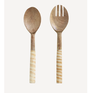 ชุดช้อนเหล็กและที่เสิร์ฟสลัดทำจากไม้และอะคริลิคทำจากโลหะ - Product Image 3