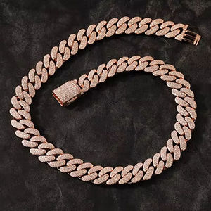 moissanite diamond two Tone rose <b>gold</b> Hip Hop Moissanite Cuban Rose <b>Gold</b> Link <b>Chain</b> <b>Necklace</b> Jewelry for Men - Product Image 5