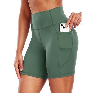 Pantalones cortos de entrenamiento para levantamiento de cadera sin costuras, estilo atlético, ropa de gimnasio, pantalones cortos de Yoga de secado rápido de cintura alta con bolsillos laterales - Product Image 1