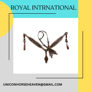 ROYAL INTERNATIONAL OEM Juego de cabezada y pechera de cuero 100% genuino hecho a medida para caballos, fabricado por exportadores indios en Uttar - Product Image 3