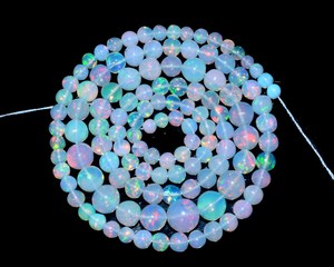 Perles rondes lisses en opale d'Éthiopie AAA+ de 3 mm à 6 mm, opale de feu Welo d'Éthiopie naturelle, pierre précieuse, perles en vrac pour la création de bijoux - Product Image 4