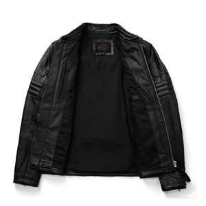 Chaqueta de cuero PU negra de verano para hombre, abrigo de motorista de moda callejera delgado con diseño plisado, chaqueta de motocicleta de lana cálida con cremallera - Product Image 4