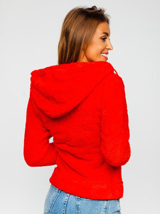 Sweat à capuche doublé Sherpa d'hiver décontracté pour femmes sweat-shirt en polaire épais avec fermeture éclair complète et épaule tombante survêtement en tricot solide - Product Image 4