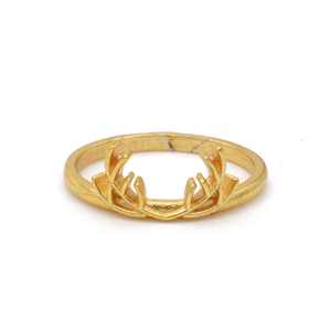 Anillo de asta de alce con corte de caradón para mujer, anillo de latón, joyería de moda, accesorios al por mayor para hombres, accesorios rellenos de oro de 18K - Product Image 1